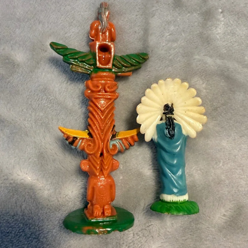 Vintage Plastic Cake Topper Lot of 5 Native American Totem Figures‎